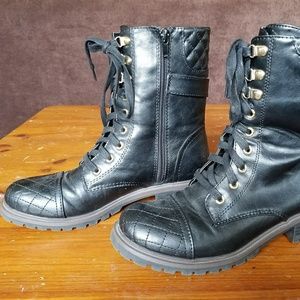Macys combat army black boots EUC